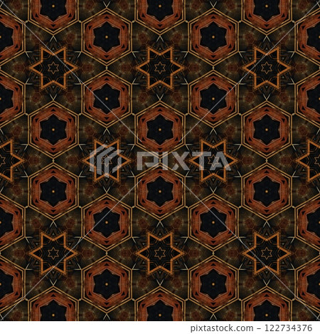 High class mystical background design. Arabesque ethnic texture. Geometric stripe ornament cover photo. Turkish fashion for floor tiles and carpet. Repeated pattern design for Moroccan textile print	 122734376
