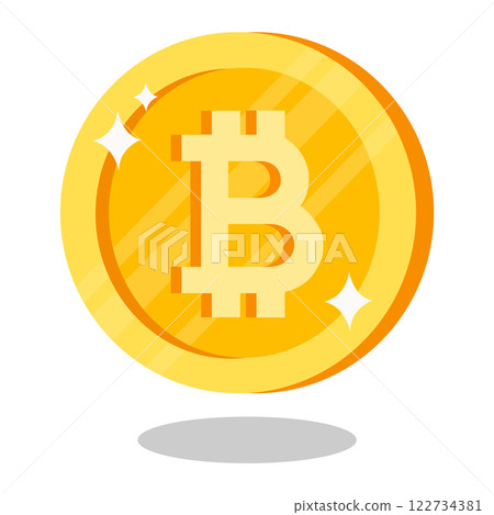 Digital currency symbol representing Bitcoin with shiny effects and a simple design 122734381