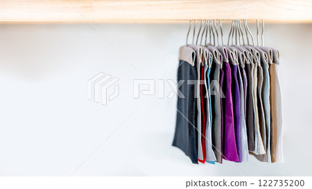 Set of colorful fabric swatch material. Various color and texture upholstery sample collection Set of colorful fabric swatch material. Various color and texture upholstery sample collection 122735200