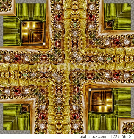 Pattern for background design. Arabesque ethnic texture. Geometric stripe ornament cover photo. Repeated pattern design for Moroccan textile print. Turkish fashion for floor tiles and carpet	 122735660