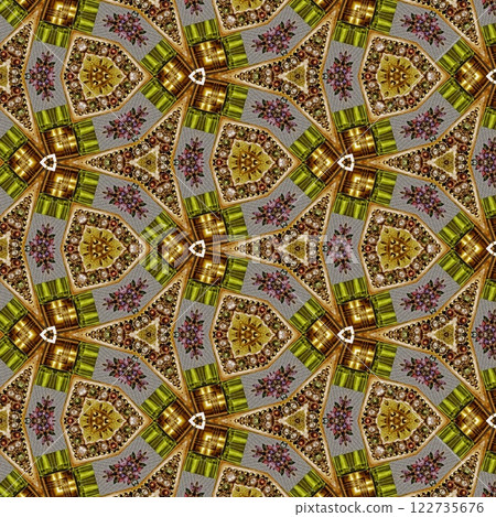 Pattern for background design. Arabesque ethnic texture. Geometric stripe ornament cover photo. Repeated pattern design for Moroccan textile print. Turkish fashion for floor tiles and carpet	 122735676