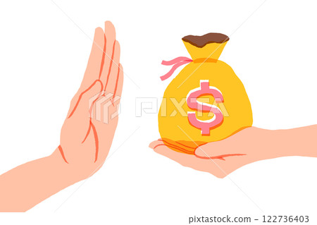 Illustration of refusing a bribe Illustration of refusing a bribe 122736403