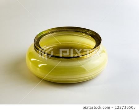 Luxurious jewelry box made of natural onyx on a white background. Minimalism concept. 122736503