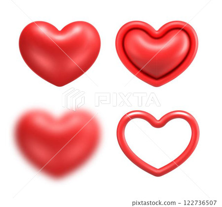 3d red hearts realistic vector icon set 3d red hearts realistic vector icon set 122736507