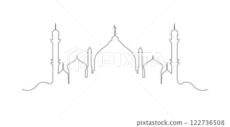 Minimalist Mosque Line Art Illustration 122736508