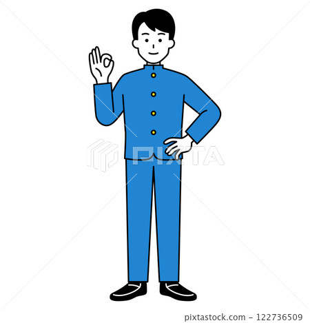 Male student making an OK sign (full body) 122736509