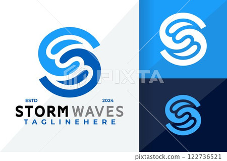 Letter S Wave Logo Icon Vector Design Illustration 122736521