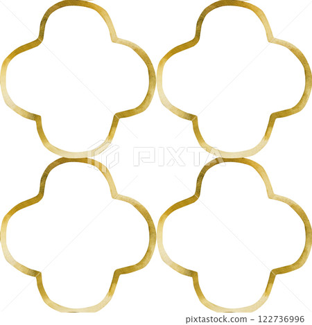 Islamic golden ornament seamless pattern. Arabesque, Ottoman, Oriental decorative design. Watercolor hand painted isolated illustration for Ramadan Kareem, Muslim holiday, Eid Mubarak, Al Fitr, Adha 122736996