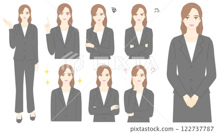 Illustration set of a woman in a suit 122737787