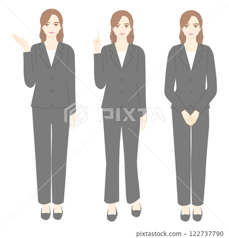 穿西裝的女人的全身插畫集 122737790