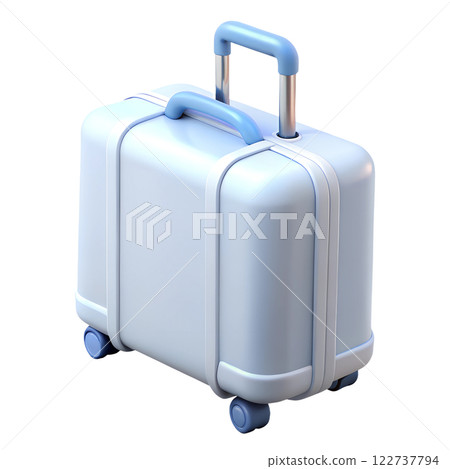 Travel blue suitcase 3d illustration isolated on the transparent background 122737794
