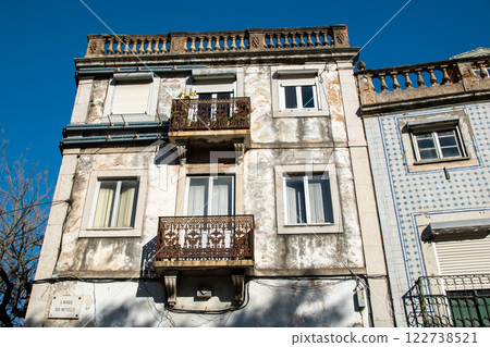 Detail of the facades of houses in Lisbon, Portugal 122738521