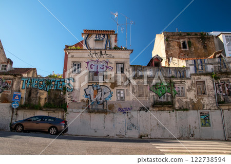 Detail of the facades of houses in Lisbon, Portugal Detail of the facades of houses in Lisbon, Portugal 122738594