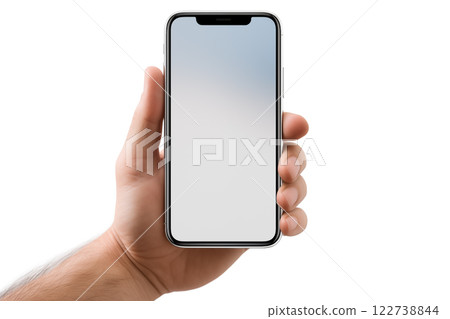 Hand holding smartphone device touching screen 122738844