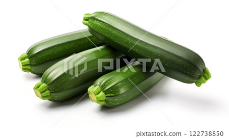 Green whole zucchini isolated on white background Green whole zucchini isolated on white background 122738850