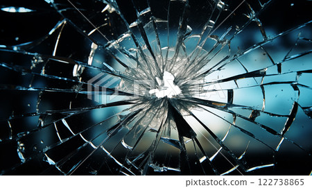 broken window. glass broken in cracks abstract background. 122738865