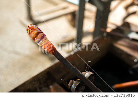 Handmade figures of melted glass - selective focus 122739010