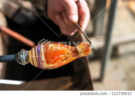 Handmade figures of melted glass - selective focus 122739012