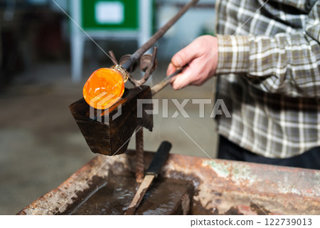 Handmade figures of melted glass - selective focus Handmade figures of melted glass - selective focus 122739013