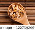 Sprouted Wheat Grains in a Wooden Spoon 122739209