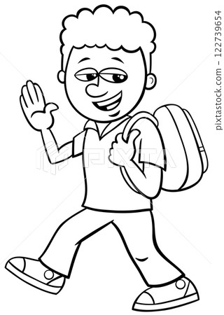 cartoon elementary age boy with schoolbag coloring page cartoon elementary age boy with schoolbag coloring page 122739654