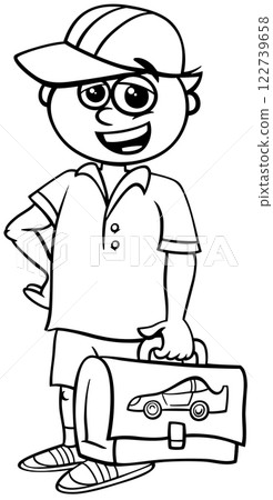 cartoon elementary age boy with school bag coloring page cartoon elementary age boy with school bag coloring page 122739658