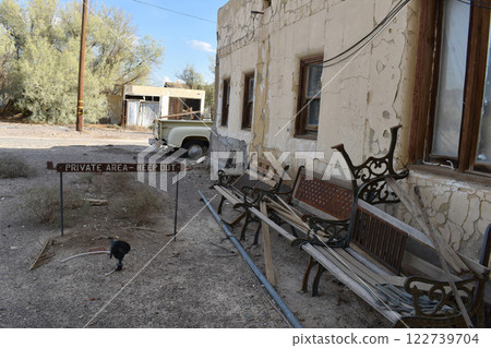 Old shabby motel in Death Valley, USA. Old shabby motel in Death Valley, USA. 122739704