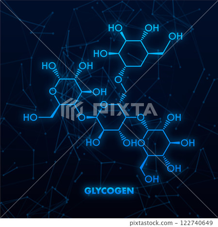 Glycogen Molecular Structure with Network Connections Representing Chemical Bonds 122740649