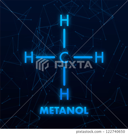 Methanol Chemical Formula Structure with Plexus Effect Representing Science and Research 122740650