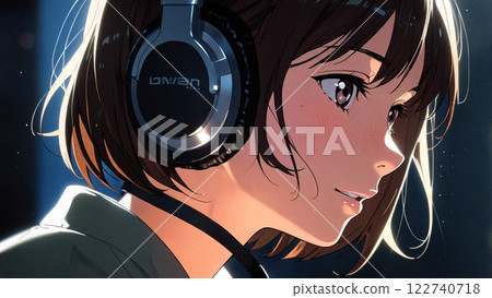 Young woman wearing headphones Young woman wearing headphones 122740718