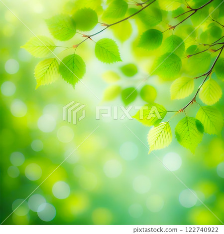 Natural background of fresh green leaves and light - refreshing bokeh effect 122740922