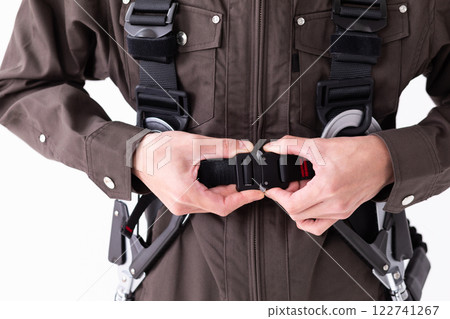 Image of wearing a construction harness (stock photo) 122741267