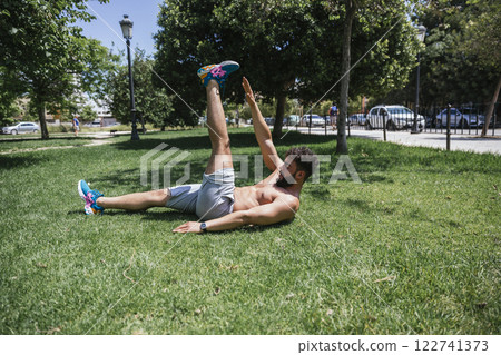 Young man practicing sports outside 122741373
