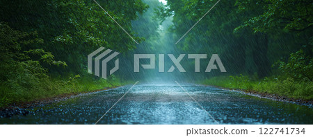 Road in the rainy forest 122741734