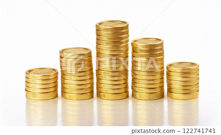 Gold coin, coin, gold, money, business, background, wallpaper, 3D, 3DCG 122741741