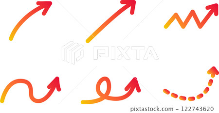 Gradient color rising arrow vector icon illustration set Gradient color rising arrow vector icon illustration set 122743620