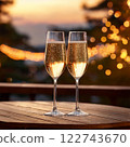Two champagne glasses on the table 122743670