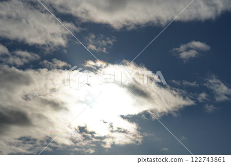 當您穿過雲層之間的空間時,另一邊是藍天 當您穿過雲層之間的空間時,另一邊是藍天 122743861