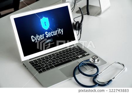 Cyber security system on computer screen protect private information snugly 122743883