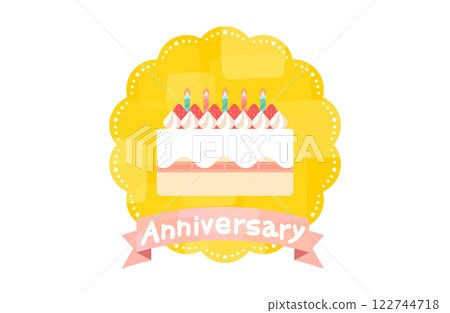 週年紀念，週年紀念向量插圖草莓蛋糕整個蛋糕蠟燭簡單可愛 122744718