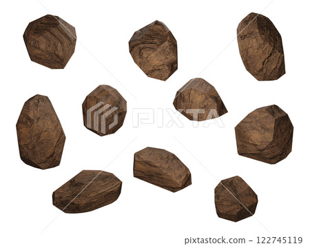 Realistic brown rocks 3D illustration 122745119