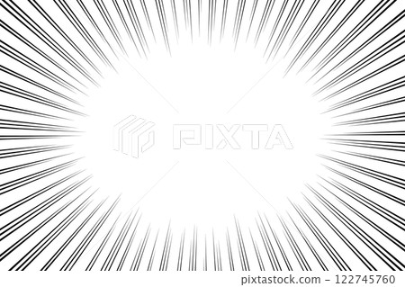 簡單的效果線和具有復古感的收斂線（水平和長圓圈） 122745760