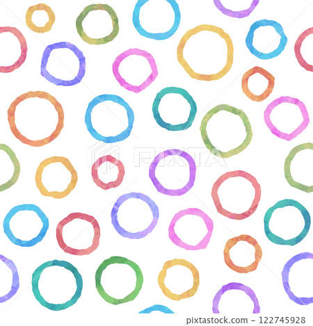 Watercolor colorful circles seamless pattern 122745928