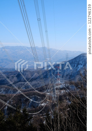 Power lines connecting mountain areas 122746159