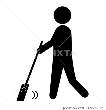 用拖把清潔的人的象形圖 122746174
