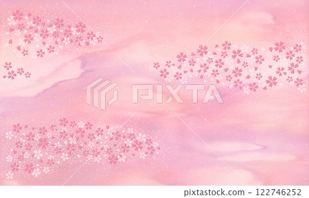 A colorful and elegant background with cherry blossoms dancing on cherry-colored Japanese paper A colorful and elegant background with cherry blossoms dancing on cherry-colored Japanese paper 122746252