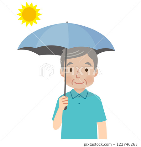 老人撐著陽傘:預防中暑 老人撐著陽傘:預防中暑 122746265