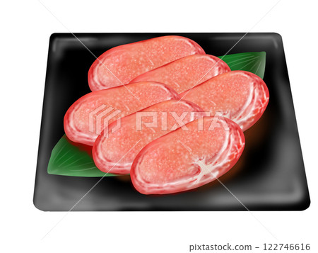 Sliced beef tongue on a plate 122746616