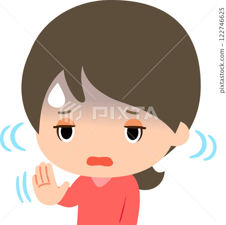 A woman showing her palms and shaking her head in disgust 122746625