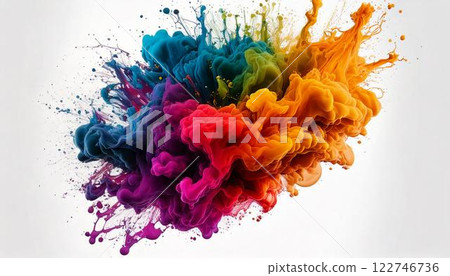 Abstract background of colorful smoke bursting and swirling 122746736